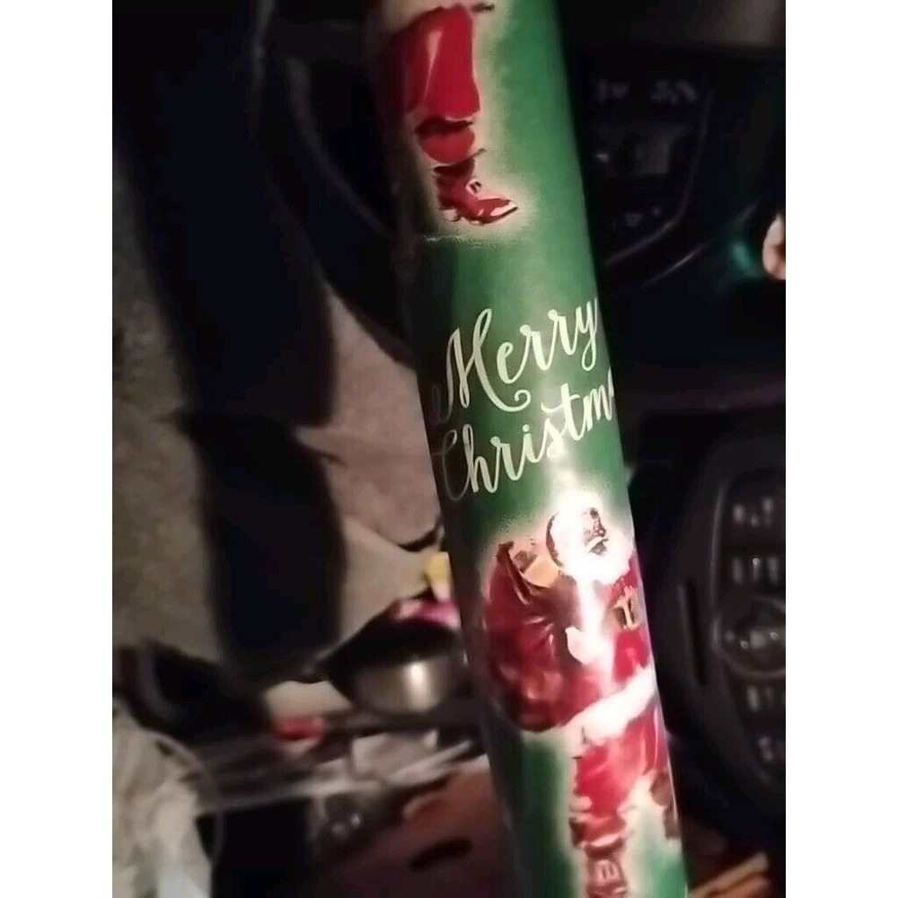 Vtg Christmas Santa Wrapping paper roll Giftwrap Merry Christmas Jolly St. Nick - Picture 2 of 3